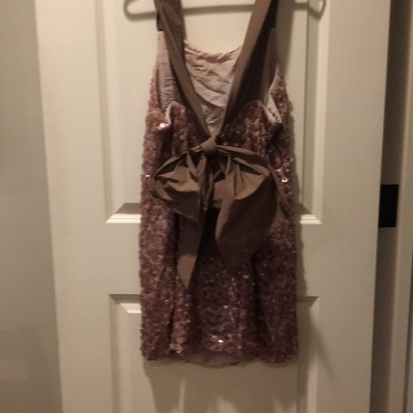 BCBG Maxazria sequin soft pink/plum lovely dress size10 silk needs some mending - Picture 10 of 14